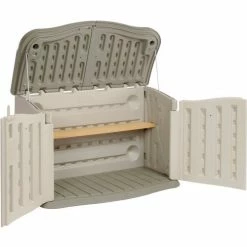 Rubbermaid Horizontal Split-Lid Shed FG375301OLVSS, 4'7"W X 2'4"D X 3'H -Outdoor Structures & Storage Shop 269939 03