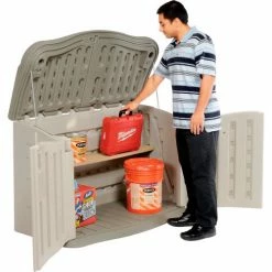 Rubbermaid Horizontal Split-Lid Shed FG375301OLVSS, 4'7"W X 2'4"D X 3'H -Outdoor Structures & Storage Shop 269939 07