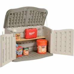 Rubbermaid Horizontal Split-Lid Shed FG375301OLVSS, 4'7"W X 2'4"D X 3'H -Outdoor Structures & Storage Shop 269939 12