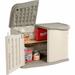 Rubbermaid Horizontal Split-Lid Shed FG375301OLVSS, 4'7"W X 2'4"D X 3'H -Outdoor Structures & Storage Shop 269939 13