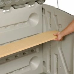 Rubbermaid Horizontal Split-Lid Shed FG375301OLVSS, 4'7"W X 2'4"D X 3'H -Outdoor Structures & Storage Shop 269939 14