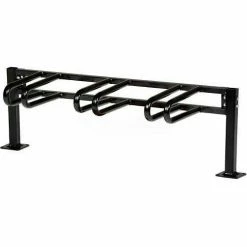 Vestil Ground Flange Mount Bike Rack, 3-Bike, Black Powder-Coat