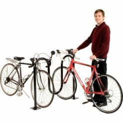 Global Industrial Wave Bike Rack, 5-Bike Capacity, Flange Mount, Black -Outdoor Structures & Storage Shop 652777MBK 02