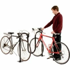 Global Industrial Wave Bike Rack, 5-Bike Capacity, Flange Mount, Black -Outdoor Structures & Storage Shop 652777MBK 08