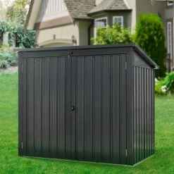 Hanover HANBINSHD-GRY Galvanized Steel Shed, 39-11/16"L x 62-1/5"W x 52-11/16"H, Dark Gray