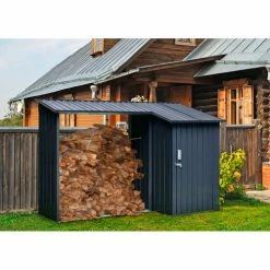 Hanover HANMLTIWDSHD-GRY Galvanized Steel Shed, 41-1/3"L x 106-1/5"W x 62-1/5"H, Dark Gray/White