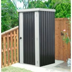 Hanover HANPATSHD-GW Galvanized Steel Shed, 31-7/8"L x 38-3/5"W x 70-7/8"H, Dark Gray/White