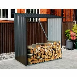 Hanover HANWDSHD-GRY Galvanized Steel Shed, 35"L x 64-1/10"W x 60-3/5"H, Dark Gray -Outdoor Structures & Storage Shop HANWDSHDGRY 3