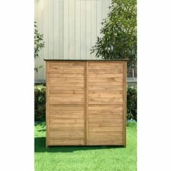 Hanover Wooden Storage Shed, 52-4/5" x 19-1/5" x 58-2/5" Natural -Outdoor Structures & Storage Shop HANWS0101 NAT 2