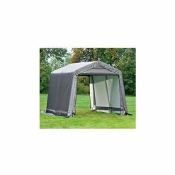 ShelterLogic 6x12x8 Peak Style Shed 4-15" Augers 1-3/8" Frame - Grey