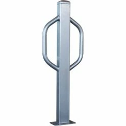 UltraPlay 3' Modern Bike Bollard, 4" Sq. Post, 2-Bike Capacity, Double Sided, Surface Mount, Black, 2013SM